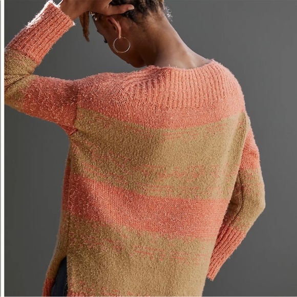 Pilcro tunic sweater pink-orange tan size medium NWT - Picture 3 of 9